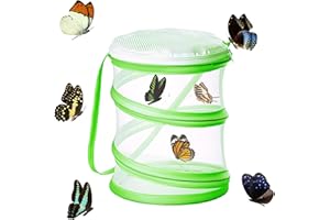 BDEUTROPHIC Stick Insect Enclosure, Butterfly Habitat, Butterfly NetPortable Foldable up Design Insects Catching Science Education Reproduction Mesh for Butterflies/Firefly/Plants (7.87x6.3inch)