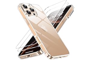 Phoona Coque pour iPhone 16 Pro Max avec 2 Pièces Protection Écran en Verre Trempé,Ultra Transparente Silicone en Gel TPU Souple pour iPhone 16 Pro Max Couqe,Antichoc Anti-Jaune Etui Bumper