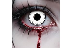 SYNERIX Kontaktlinsen Halloween Weiß 2 Stück (1 Paar), Ohne Stärke Kontaktlinsen Farbig mit Kontaktlinsenbehälter, Vampir Kontaktlinsen, Kontaktlinsen für Halloween Kostüm als Karneval, Devil, Cosplay