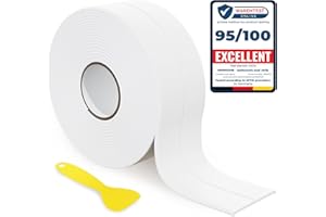 HNNHOME 38mm x 3.2m White Self-Adhesive Bath Sealant Strip, Waterproof Sealing Tape Caulk Strip for Kitchen, Bathroom, Wall Corner, and Sink (White, 1)