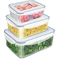 AGARO Airtight Container, Food Storage Container With Lid, Multipurpose Kitchen Container, Rectangular Plastic Body, Leak Proof, BPA Free, Capacity 500ML, 1L, 1.5L, Set of 3.