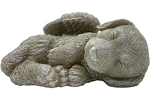 G&H DECOR Estatua Conmemorativa de Perro - Figura de ángel Durmiente de 16 cm Pintada a Mano Adorno de Recuerdo de Mascota intrincadamente detallado - Escultura de césped Resistente a la Intemperie para Perros
