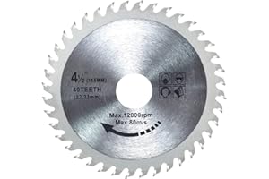 HPMAISON 115mm x 22,23mm x 40 Denti TCT Lame per seghe circolari in metallo duro per smerigliatrice angolare Lama per finitura circolare in lega di acciaio Disco per aglio del legno