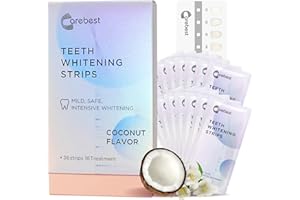 CAREBEST Kokosnuss Zahnaufhellung Whitening Strips, Schmelzsicher Rutschfest für empfindliche Zähne, 18 Behandlungen Zahnaufhellungsset