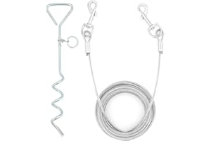 ShawFly Solid Dog Stake und Kabelbinder (3m,5m,10m) Premium Steel Spiral Dog Tie Out Hundeleine 16 Zoll spiralförmigem Bodenpfahl für Outdoor Yard und Camping Puppy Pet und Medium Dogs(5m)