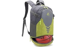 ‎BSEASH Bseash 35L Basketball Fußball Rucksack mit Boden Ballfach, große Kapazität Sport Rucksack Ausrüstung Turnbeutel für Jungen Mädchen Athleten