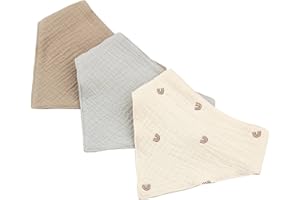 Aloonii Organic Cotton Muslin Dribble Bandana Style Bibs (3 pack)