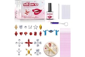 Tseriact Strass Dentaire, DIY Strass Dentaire avec 60 Cristaux pour la Décoration des Dents, Kit Strass Dentaire pour les Dents Bling (Style A)