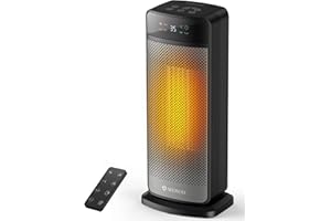 Ateroll Stufetta Elettrica, 2000W PTC Termoventilatore con 4 Modalità, ECO, Termostato, Protezione da Surriscaldamento e Ribaltamento, Riscaldatore Intelligente, Timer 24 Ore