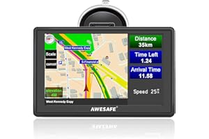 AWESAFE Sat Nav, 5 inch Sat Navs for Cars UK Ireland Maps Gps Navigation with Postcodes, Speed Camera Alerts, poi, Lane Assist