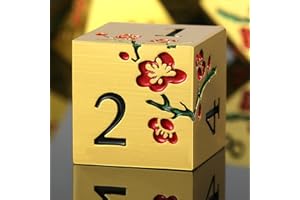 DNDND Lot de 7 dés DND métalliques métalliques avec magnifique étui cadeau pour jeu de table D&D Donjons et Dragon (fleurs rouges et doré)