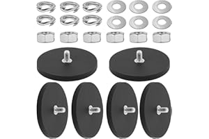 6PCS Neodymium Magnets Round Magnet: YOYIAG M6 Male Thread Stud Round Anti Scratch Magnets, Neodymium Rubber Coating Magnets Diameter 43 mm for Lighting, Camera, Tools and Equipment