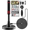 Antenna TV, Antenna TV Interna HDTV Digitale 250+ Miglia Amplificata con Base Magnetica/Amplificatore di Segnale Support 4K H