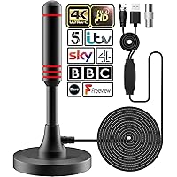 Antenna TV, Antenna TV Interna HDTV Digitale 250+ Miglia Amplificata con Base Magnetica/Amplificatore di Segnale Support 4K H