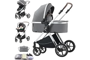 Shineey Kinderwagen 3 in 1,Faltbarer Kinderwagen Set,Reisesysteme kinderwagen 3 in 1 kinderwagen komplettset Neugeborener Tragbarer Mit Höhenverstellbarer Rahmen Aluminiumlegierung