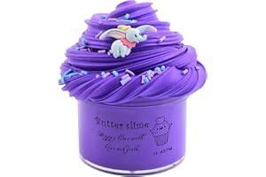 BASYWIIM Purple Butter Slime, DIY Stress Relief Toy Scented Slime with Cute Slime Fun Charms, Birthday Gifts for Kids Girls Boys, Party Favor(7oz 200ML)