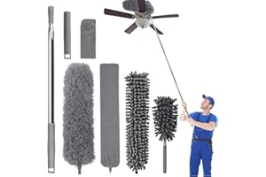 WOBENKE 7 Pezzi Spolverino per Polvere Spolverino Allungabile Ragnatele Pulizia con Asta Telescopica da 76 a 254 cm Spolverini in per la Pulizia di Ragnatele, Ventilatore a Soffitto Alto, Luci, Tapparelle
