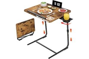 NUTIKAS Folding TV Tray Adjustable Dinner - Trays for Eating On Couch Wooden Tables Mate Stand Foldable Desk with Cup Holder Portable