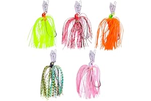 Riceel Juego de señuelos artificiales, 5 unidades de señuelos de pesca Spinnerbait multicolor Buzzbait Spinnerbait Jigs 8 cm Spinn-Köder Set 10g Fishing Bladed Jigs para agua dulce y salada, perca