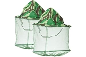 YouU 2 Pack Camouflage Beekeeping Beekeeper Anti-Mosquito Bee Bug Insect Fly Mask Cap Hat with Head Net Mesh Face Protection Outdoor Fishing Equipment