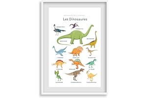 CRÉATION AFFICHES IMAGINE IMAGINE affiche-affiche Apprendre en s'amusant les Dinosaures-Décoration chambre- Thème dinosaure garçon ou fille -Tableau décoration murale -Idée cadeaux enfant (30x40cm)