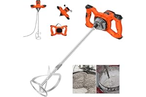 Banas Heavy Duty 2600 W Electric Paddle Plaster Plastering Mortar Paint Mixer 240 Volt Stirrer 6 Gear Agitator, Mixing Machine with Power Cable - Orange Colour