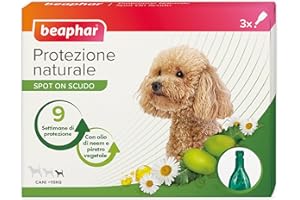 Beaphar Protezione Naturale, Spot-On Scudo per Cane Piccolo, con Olio di Neem e Piretro Vegetale, 9 Settimane di Protezione, 3 Pipette da 2 ml