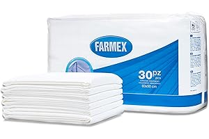 Farmex - Empapadores Absorbentes para Cama, Sábanas, Colchones y Sofás para Niños y Adultos - Transpirables y Delicados con la Piel, Hipoalergénicos y Sin Látex - Tamaño 60 x 90 cm - 30 piezas