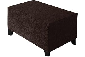 ele ELEOPTION Ottomanskydd, fotpallskydd, Jacquard fotpallskydd, avtagbar tvättbar stretch puffskydd halkskydd dammtätt ottoman överdrag (choklad, X Large (84 x 97 cm)