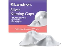 Lansinoh Silver Nipple Cups - 999 Sterling Nickel Free Silver Nipple Shields for Breastfeeding - Naturally Protects and Helps Heal Sore Nipples - Postpartum - Breast Feeding Essentials