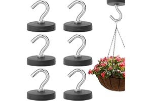 Leikurvo 6 sztuk haczyków magnetycznych, czarne, 43 mm, magnesy neodymowe, mocne, duże, z haczykami, magnesy neodymowe, magnesy na kemping, do zawieszenia, do kuchni, sypialni