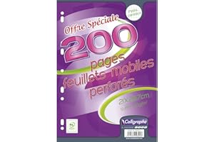 CALLIGRAPHE Clairefontaine 9325C - Packung mit 200 Blatt Ringbucheinlage, DIN A4 21 x 29,7 cm, kariert, 90g, ideal für Ringbücher 32 x 26 cm, Weiß, 1 Pack