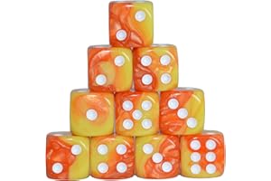 StarMall 10-Pack 16mm D6 Polyhedral Dice Set 6-sided Acrylic Die for RPG MTG DND Dice Table Board Games (Yellow-Orange)