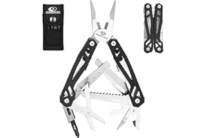 Mossy Oak 22-in-1 Multi-Tool Pliers Includes Carry Bag |Stainless Steel Multifunctional Tool Featuring A Wire Cutter, Bottle Opener, and Screwdriver | Perfect for Camping and Maintenance | Black