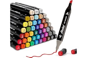 ABEIER Juego de marcadores de alcohol, juego de marcadores de arte permanentes de 48 colores, marcadores de dibujo de doble punta a base de alcohol para adultos y niños, pintar, colorear, dibujar, resaltar,