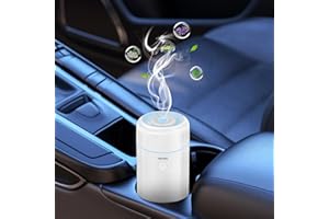 SEEDSEEL 100ML Car Humidifier Diffuser, USB Mini Cool Mist Air Essential Oil Diffuser with 7-LED Color Changing, Suitable for Car, Office, Small Room.（White）