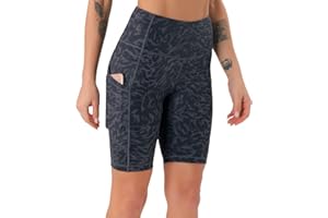 JOYSPELS Womens High Waisted Sports Shorts - Running Shorts with Sides Pockets, Non See Through Yoga Cycling Shorts for Women