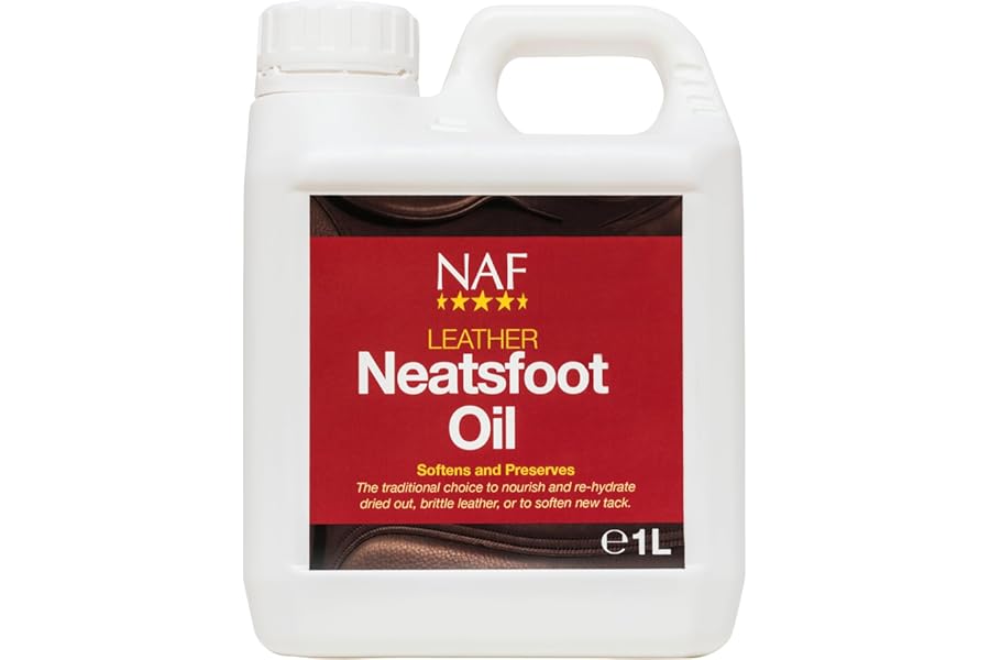 NAF Leather Neatsfoot Oil 1L – Traditional Leather Conditioner – Softens, Restores & Protects Tack – Ideal for Saddles, Bridles & Leatherwork