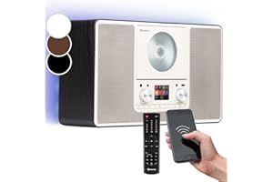 Auna Radio Portatile, Radio DAB con Bluetooth e Lettore CD, Radio FM/DAB/DAB+ Digitale, Sistema Stereo AUX, Display TFT, MP3 e Streaming, Radio Vintage in Legno da Parete con Retro Illuminazione LED