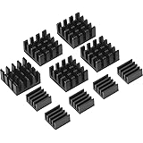 Black Aluminum Heatsink Cooler Cooling Kit for Raspberry Pi 3, Pi 2, Pi Model B+, 10 Pieces