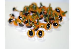 celloexpress CATS Orange 12mm Eyes with Plastic Backs - Safety Eyes for Soft Toy or Teddy Bear Making - Pack of 25 Pairs