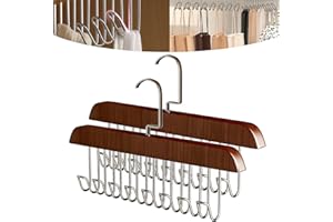 SkyJoy®2 pezzi Appendiabiti per cinture con 8 ganci Appendiabiti in legno con rotazione a 360 gradi per appendere biancheria intima, sciarpe e calzini in modo salvaspazio.Marrone