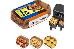 200 stycken bakpapper för Ninja Foodi MAX Dual Zone varmluftsfritös [AF300 EU] [AF400 EU] [AF500 EU] 20 x 14 cm non-stick vat