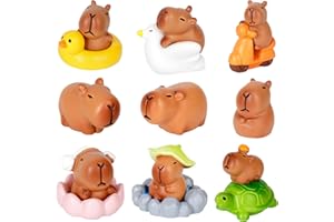 BASSION Mini Capybara Figurines, 13 Pack Miniature Cute Capybara Resin Animals for Fairy Garden Bonsai Miniature Landscape Desktop Dollhouse