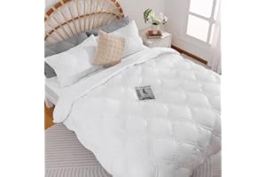 ‎ELEGEAR Elegear 2-w-1 Kołdra i Poszwa Na Kołdrę, 135x200 cm, Dostępna Także w Wersji Haftowanej Na Zimową Pościel, z Poszewkami Na Poduszki 80x80 cm, Oeko-Tex Ciepła, Puszysta Zimowa Pościel, Biała.