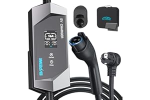 EVPEIWE EV Cargador Cable de Carga Tipo 1 Schuko [3,68 kW, Corriente Regulable 6-16A, 5M] Cargador Coche Eléctrico Portátil para Vehículo Eléctrico SAE J1772, IP65 Estación de Carga EV con Bolsa