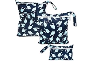 ABirdon 3 Stück Wetbag Kindergarten Nasstasche Windeltaschen Reißverschluss, wasserdicht, waschbar, Wetbag Organizer für Kleinkind-Windeln, Reisen, Gym, Strand und Pool