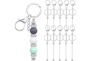 ONPERPOE 10 Stück Perlen-Schlüsselanhänger zum Selbst-Machen - Metall-Rohlinge-Strich-Blanko-Set für Schmuck-Basteln