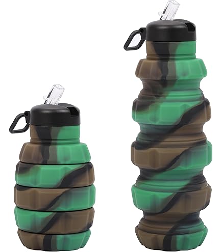 CHENGU Faltbare Silikon-Wasserflaschen – 5er Set, Je 500 Ml, Auslaufsicher, Hitze-/kältebeständig, Mit Clip