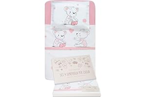 GOYSILA Drap Housse Cododo Bebe Next to Me Parure 4 Pièces 100% Coton Certifié Oeko-Tex Matelas 50x83 2 Draps Housse 1 Drap de lit 1 taies d'oreiller Berceau Next2me Chicco Kinderkraft (Ours)